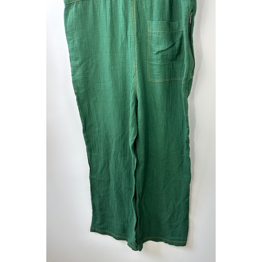 Urban Outfitters Tina Textured Gauze Jumpsuit Green Wide Leg One Piece Medium - Picture 12 of 16